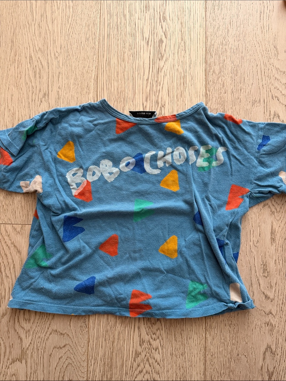 Bobo Choses Light Blue Triangle Print Short Sleeve Tee